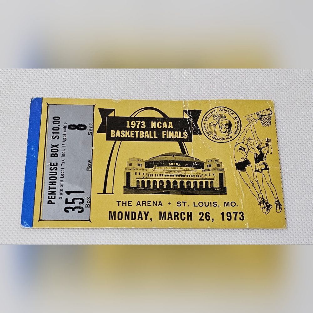 1973 NCAA Basketball Finals Ticket Stub UCLA Bruins vs Memphis State Bill Walton